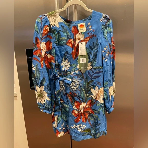 NWT - FARM Rio Surreal Flowers Faux Wrap Dress - Picture 2 of 7